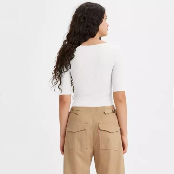 DRY GOODS POINTELLE TOP - Levi's - White cropped, half-sleeve, buttoned top - Picture 2 of 3